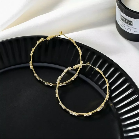 New Gold Circle Hollow Earrings Hoop Drop Dangle - Picture 4 of 5